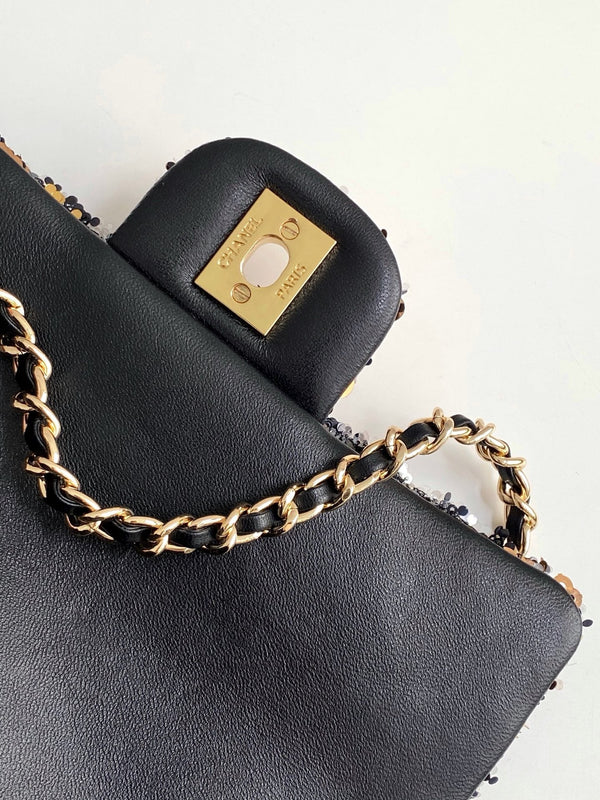 CC 25C Paillettes bronzo nero Hardware dorato