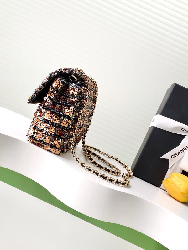 CC 25C Paillettes bronzo nero Hardware dorato