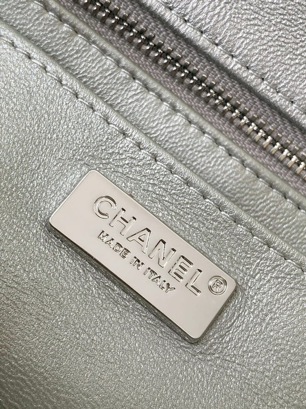 cc 25S Borsa con patta 20 cm Rafia argento