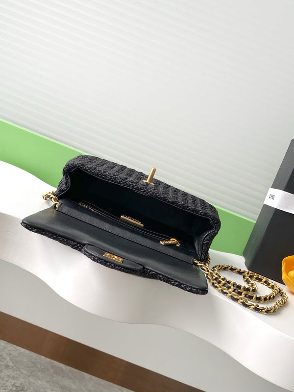 cc 25S Borsa con patta 20 cm Rafia nera