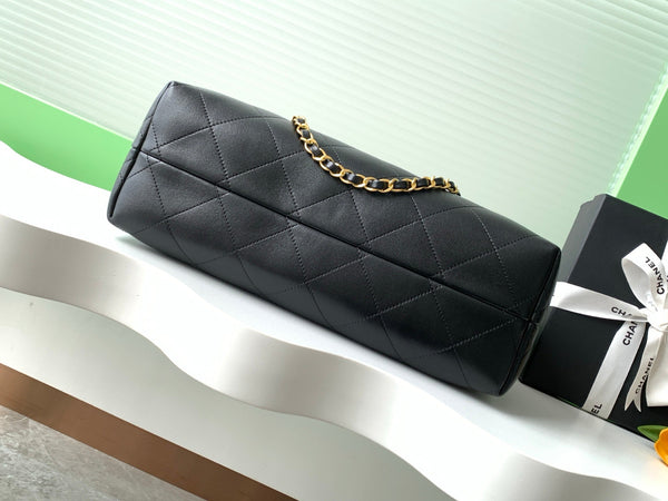 CC 25A Small Tote 36cm Grey Suede Black Calfskin