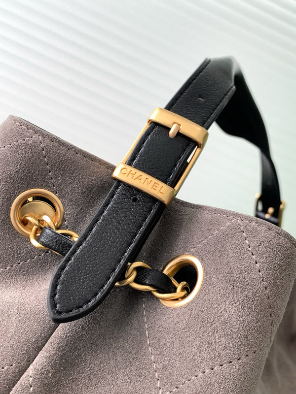 CC 25A Small Tote 36cm Grey Suede Black Calfskin