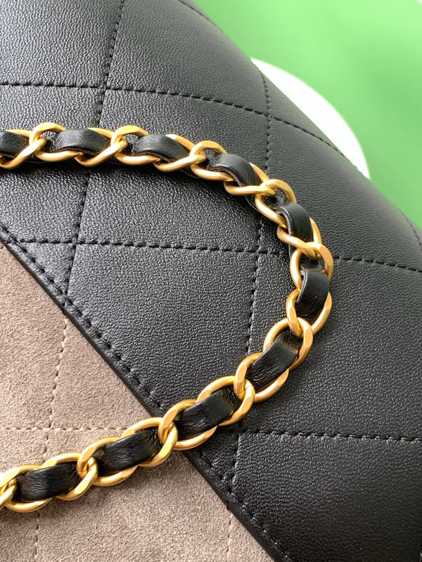 CC 25A Small Tote 36cm Grey Suede Black Calfskin