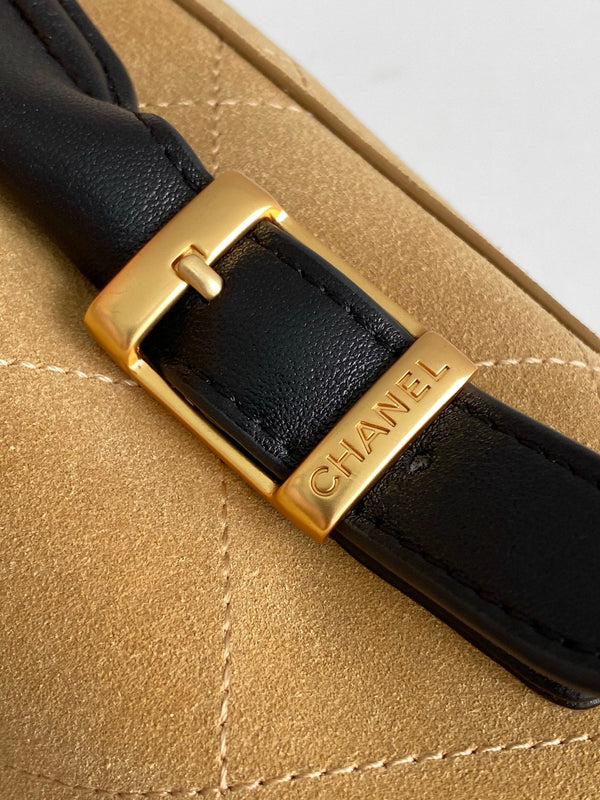 CC 25A Flap Bag 29cm Beige Suede Black Calfskin