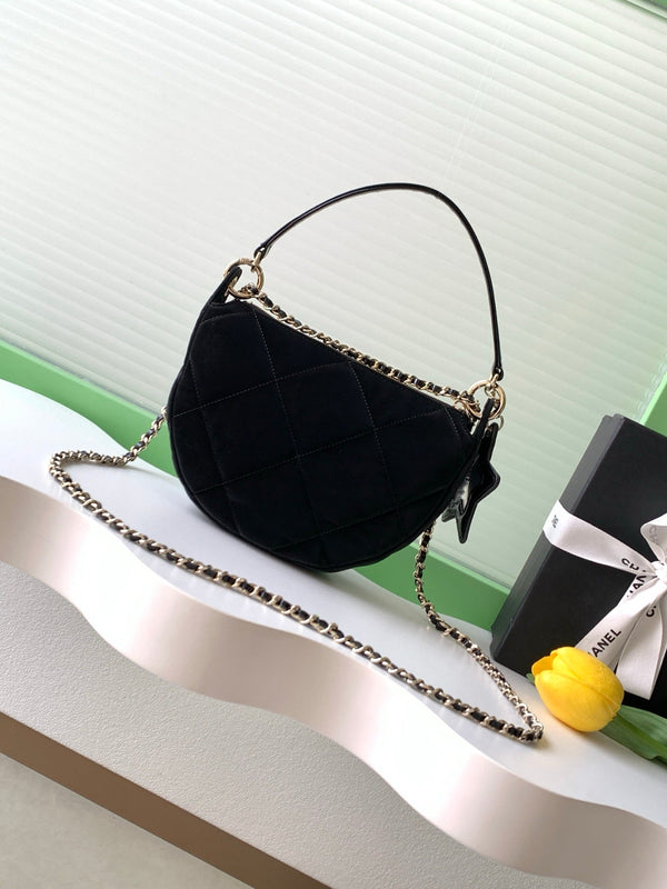 CC 2025 Black Velvet Crescent Bag