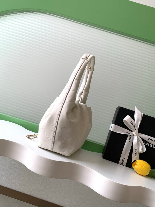 CC 2025 Hobo Bag 32cm White Calfskin