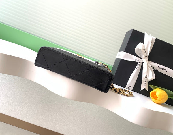 Chanel 2026 Vanity With Chain 19.5cm White Black Suede Lambskin 348254