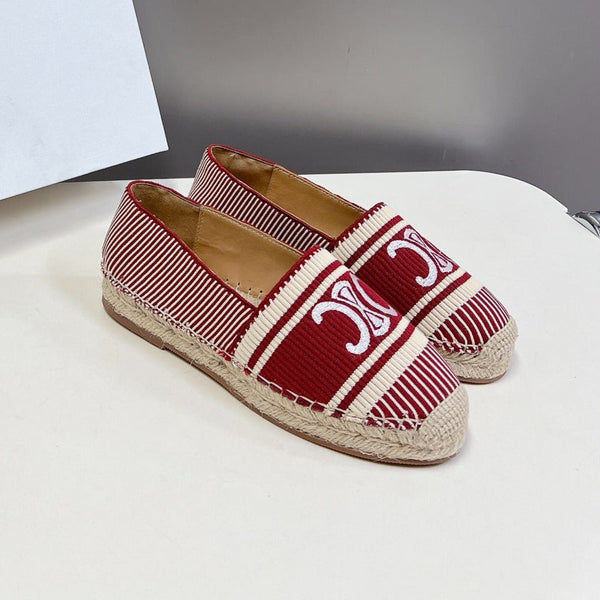 NEW FLAT FISHERMAN SHOES CARO RED COTTON CANVAS