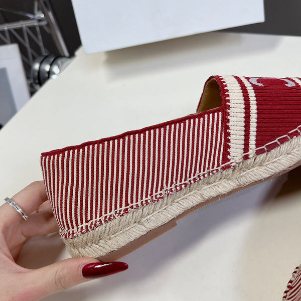 NEW FLAT FISHERMAN SHOES CARO RED COTTON CANVAS