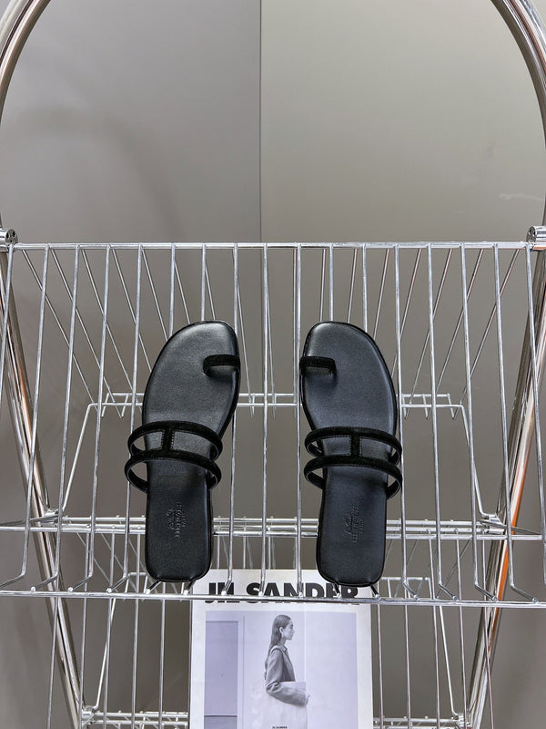 Georgia Sandals Black Suede Black Calfskin