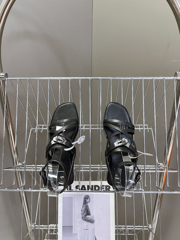 SANDALO JUNE IN PELLE DI VITELLO NERA