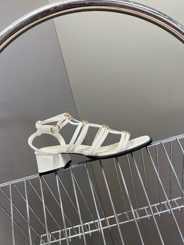 CELINE Sandals Clemence Multi White Leather