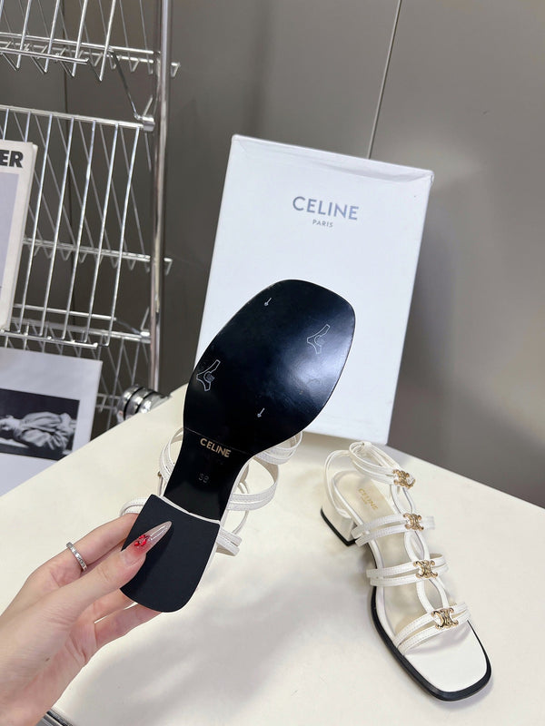 CELINE Sandals Clemence Multi White Leather