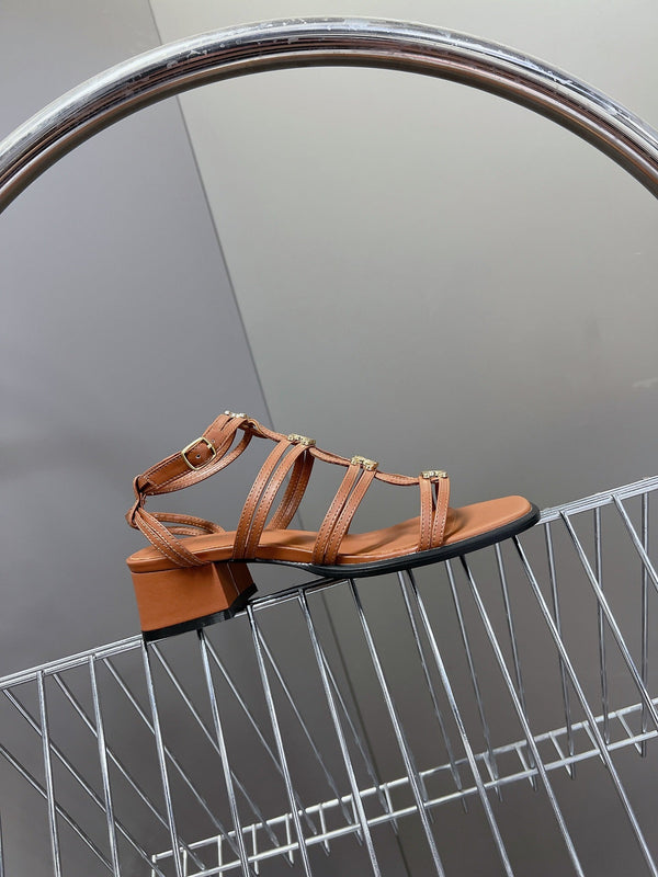 CELINE Sandals Clemence Multi Brown Leather