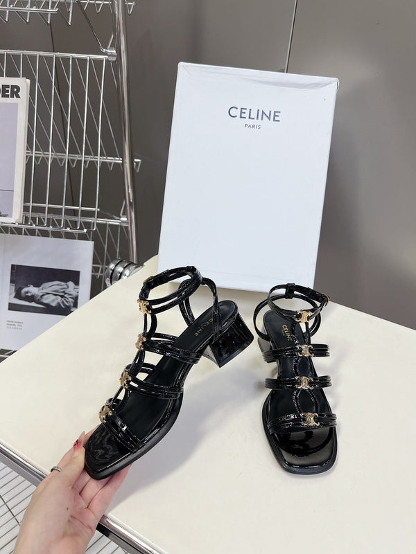 CELINE Sandals Clemence Multi Black Leather