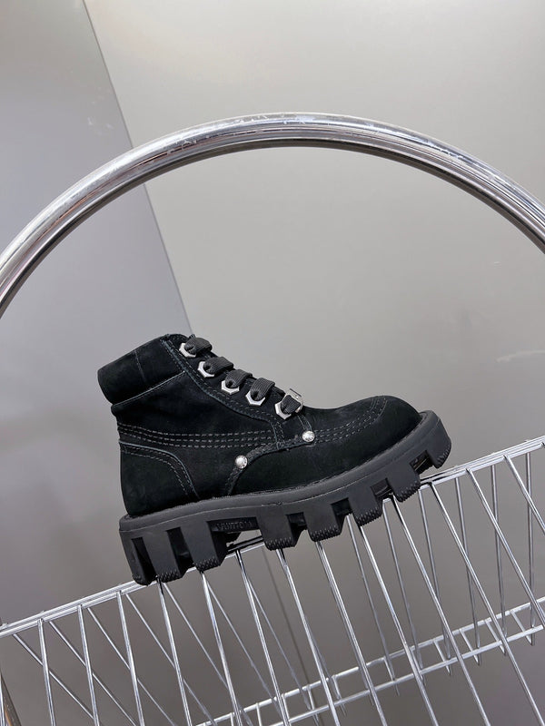 LV Checker Ankle Boots Black Suede