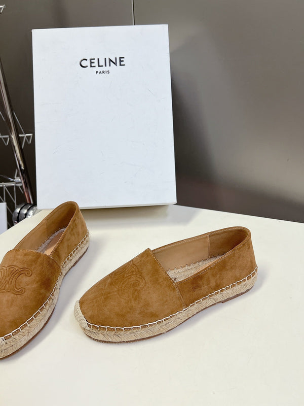 LOAFER IN PEANUT BROWN SUEDE AND WOVEN RAFFIA