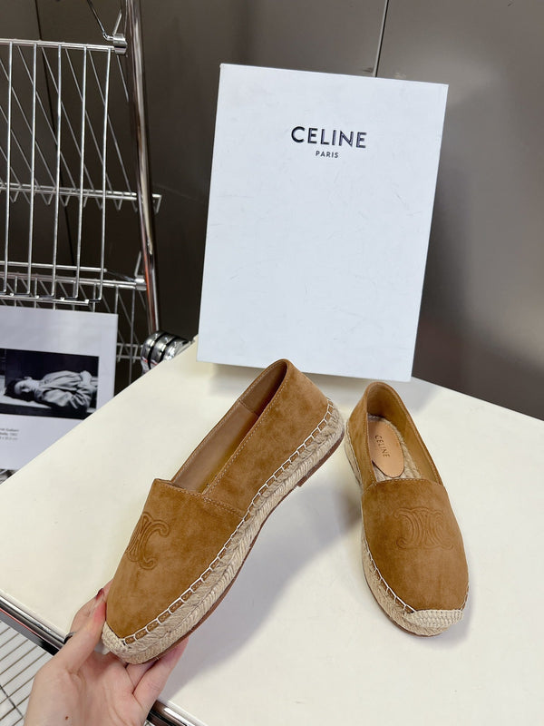 CELINE Espadrillas Loafers Brown Suede 285938