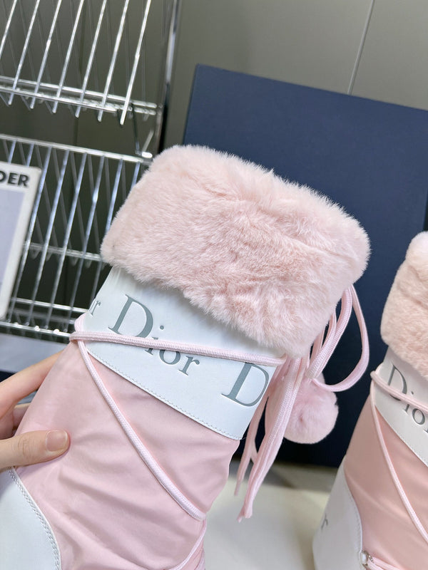 CD Short Boots 60mm In Light Pink Cowhide With Feather 989721