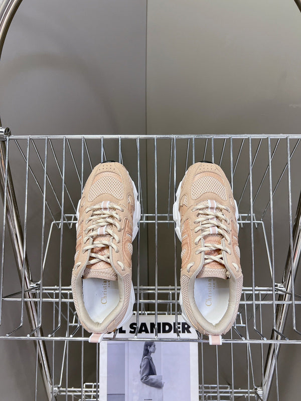 CD Chrono Sneaker In Nude Pink Mesh Fabric And Suede 989685