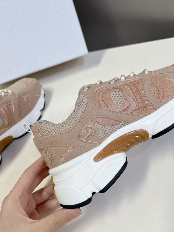 CD Chrono Sneaker In Nude Pink Mesh Fabric And Suede 989685
