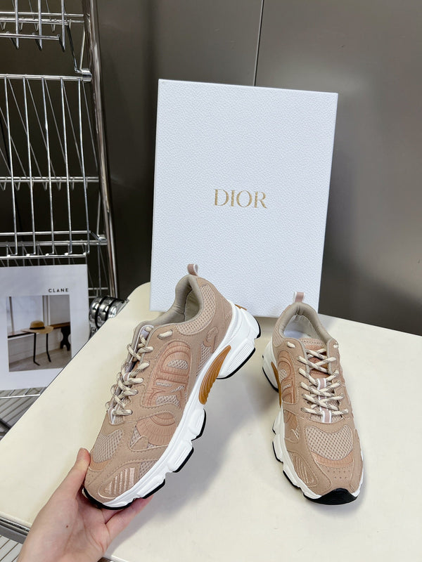 CD Chrono Sneaker In Nude Pink Mesh Fabric And Suede 989685