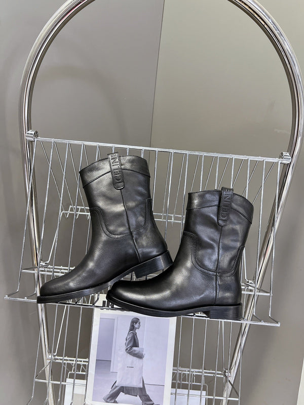CELINE 25 cowboy boots black calfskin 434413