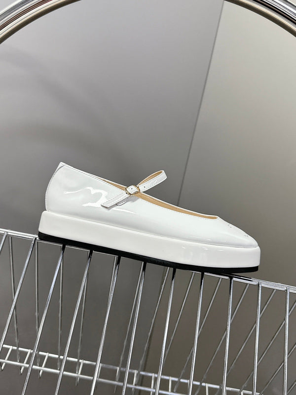CELINE Ballet Flats White Patent Leather 285930