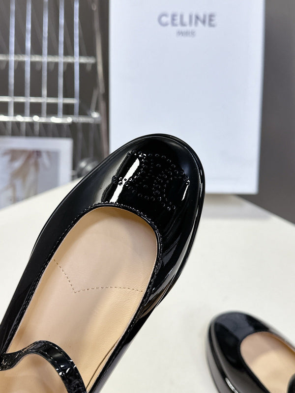 CELINE Ballet Flats Black Patent Leather 285931