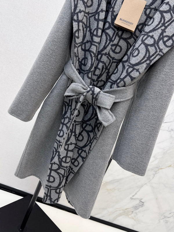 Burberry 25 Hooded Long Coat Gray Wool