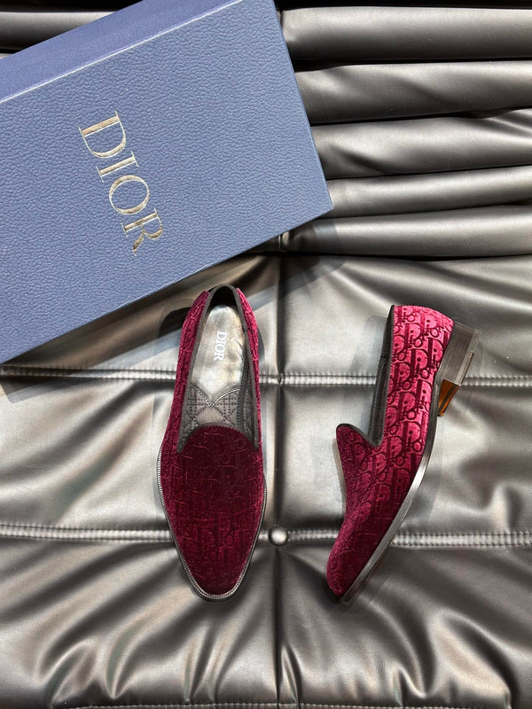 CD TIMELESS OBLIQUE LOAFER ROSSO ROSA VELLUTO