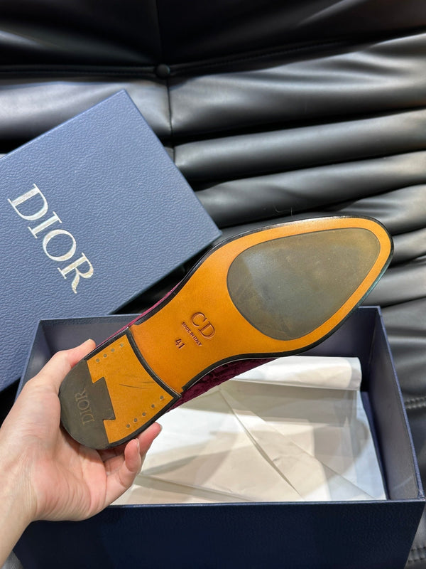 CD TIMELESS OBLIQUE LOAFER ROSSO ROSA VELLUTO