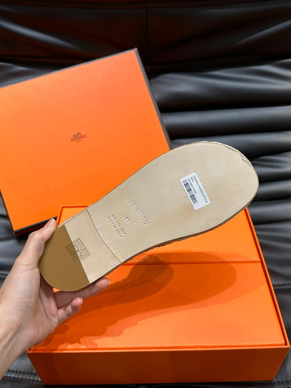 HM ANTIGUA ESPADRILLE SANDAL BLACK CALFSKIN