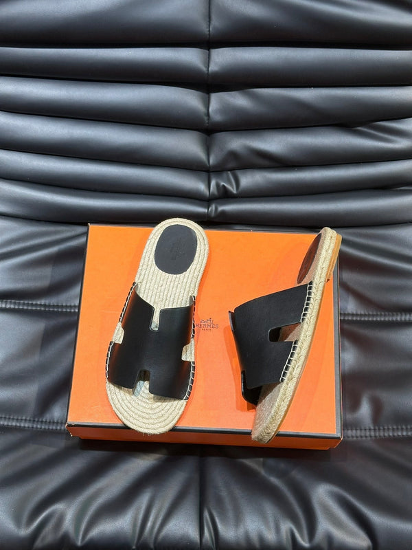 HM ANTIGUA ESPADRILLE SANDAL BLACK CALFSKIN