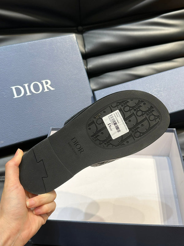 CD SLIDE ALIDAS SLIPPER BLACK CALFSKIN AND SILK