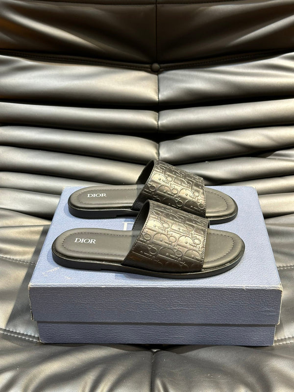 CD SLIDE ALIDAS SLIPPER BLACK CALFSKIN AND SILK