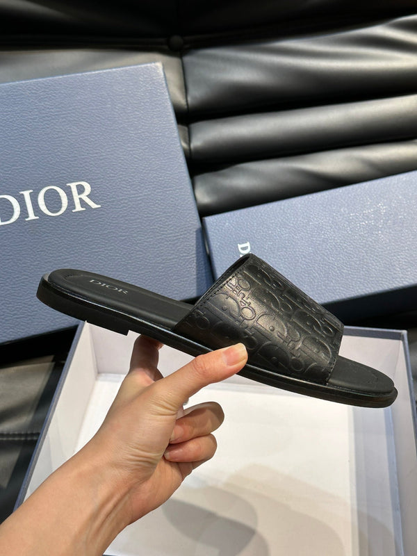 CD SLIDE ALIDAS SLIPPER BLACK CALFSKIN AND SILK