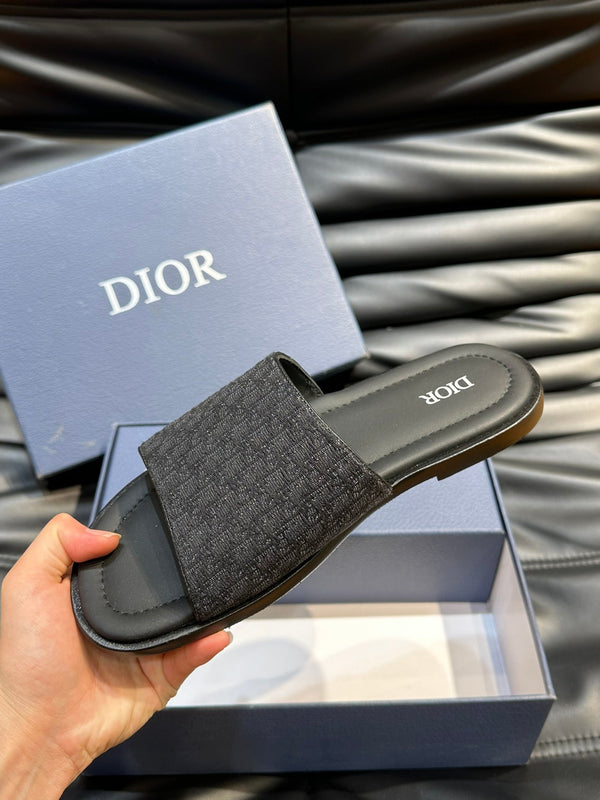 CD SLIDE ALIDAS SLIPPER BLACK JACQUARD AND SILK