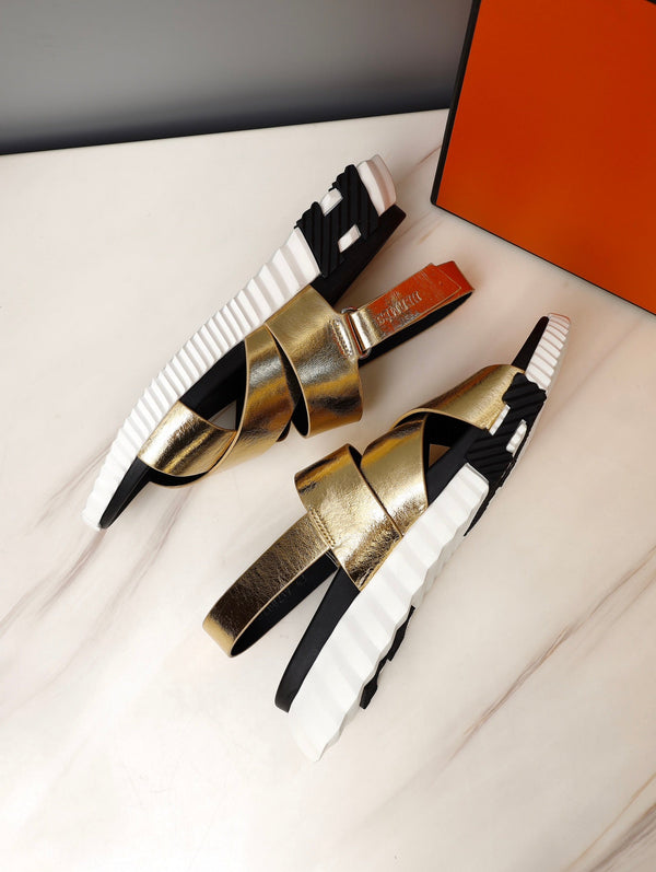 HM ELECTRIC SANDAL METALLIC GOLD CALFSKIN