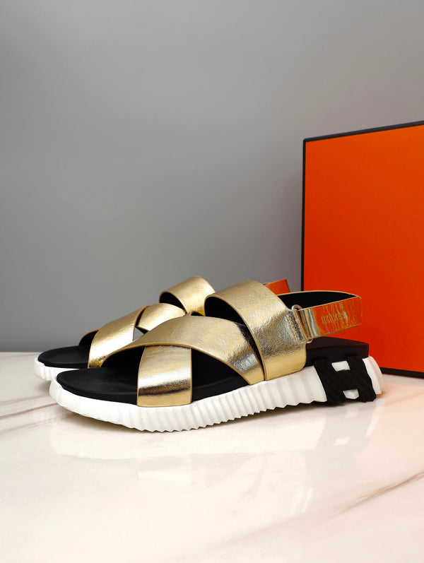 HM ELECTRIC SANDAL METALLIC GOLD CALFSKIN