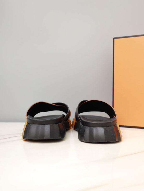 HM INFRA SANDAL BLACK AND SANDSTONE LAMBSKIN