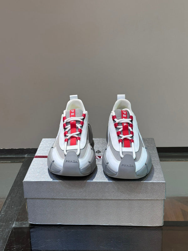 PRA AMERICA'S CUP SOFT RUBBER AND BIKE FABRIC SNEAKERS WHITE AND STEEL GREY