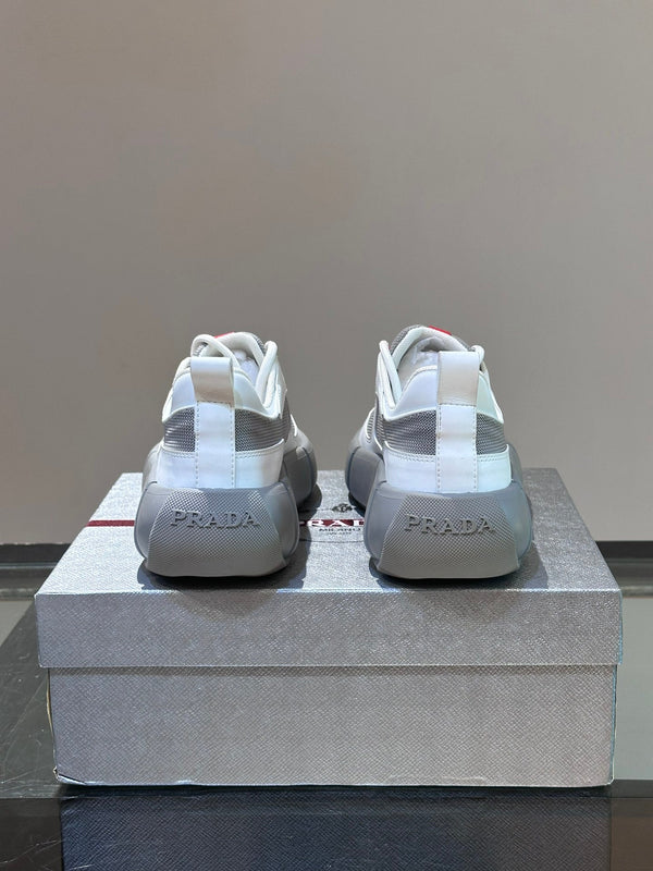 PRA AMERICA'S CUP SOFT RUBBER AND BIKE FABRIC SNEAKERS WHITE AND STEEL GREY