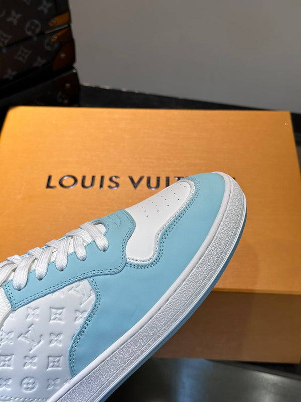 LV SNEAKER WHITE MIX BABY BLUE EMBOSSED CALFSKIN