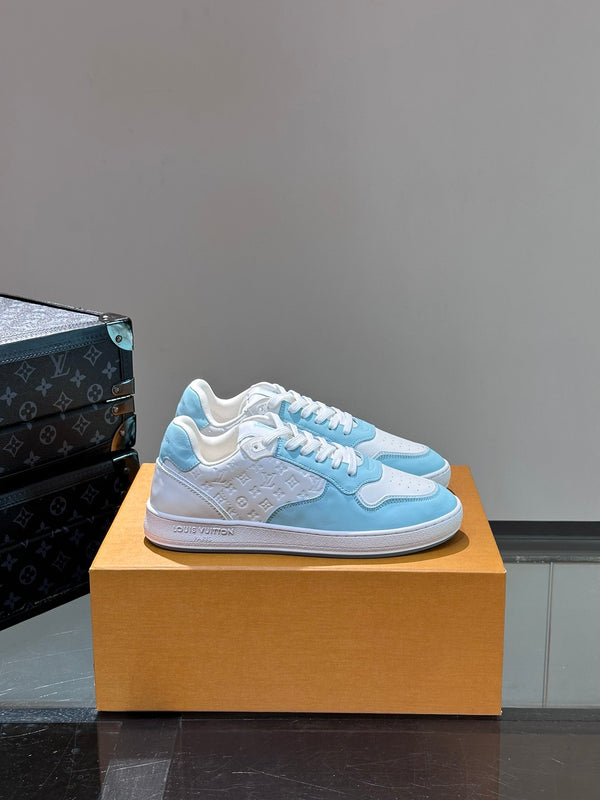 LV SNEAKER WHITE MIX BABY BLUE EMBOSSED CALFSKIN