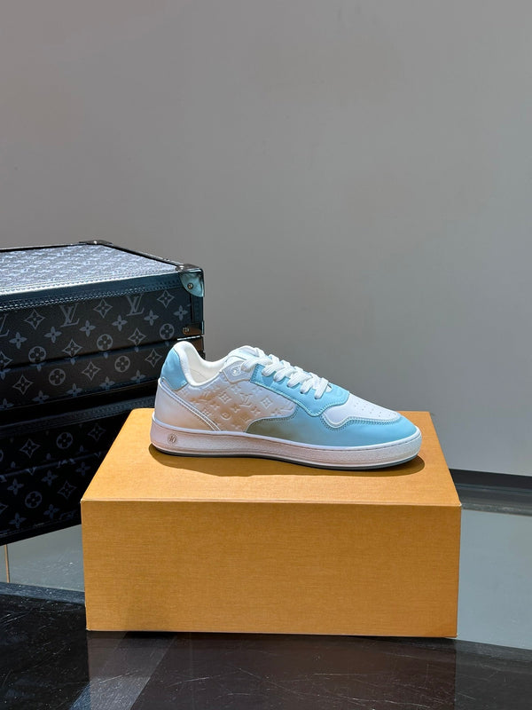 LV SNEAKER WHITE MIX BABY BLUE EMBOSSED CALFSKIN