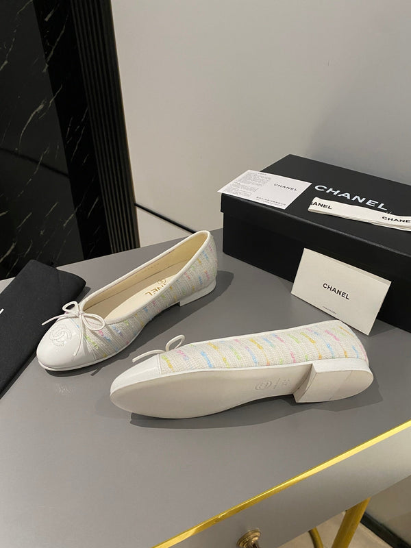 ballet flat white cream embroidered fabric white calfskin