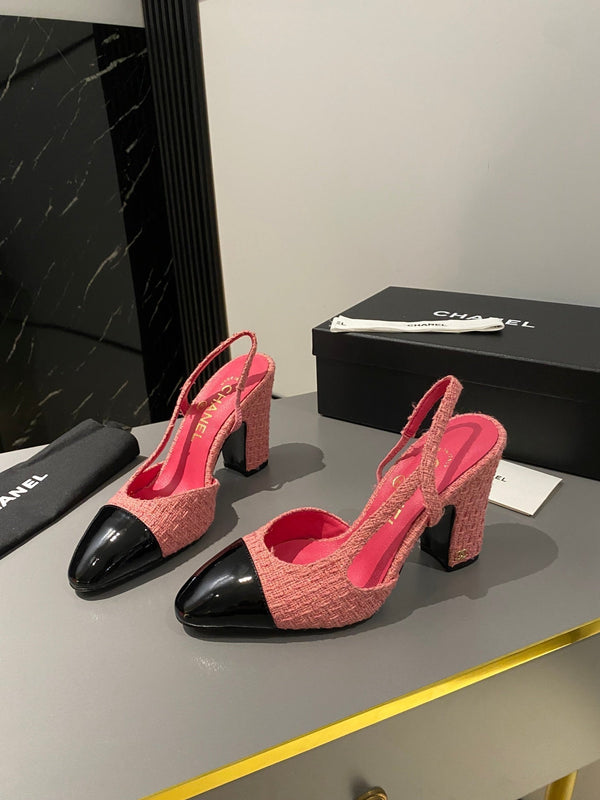 CC Slingback 95mm Tessuto Tweed Rosa Rosso