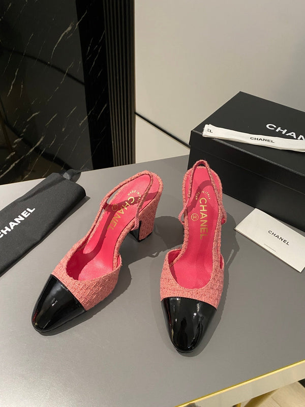 CC Slingback 95mm Tessuto Tweed Rosa Rosso