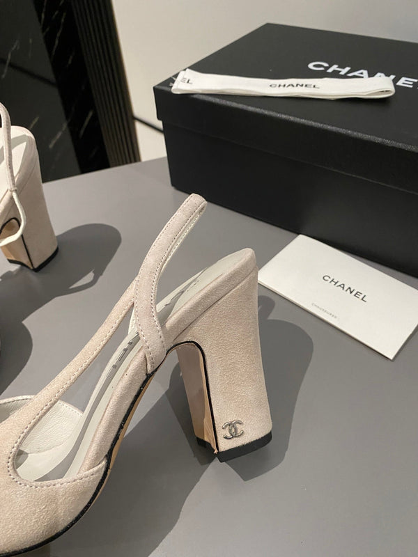 CC Slingback 95mm Light Beige Purple Suede